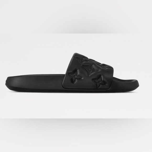 Louis Vuitton LV Waterfront Black Monogram Jacquard Embossed Mule Slides Sandals - Picture 7 of 11